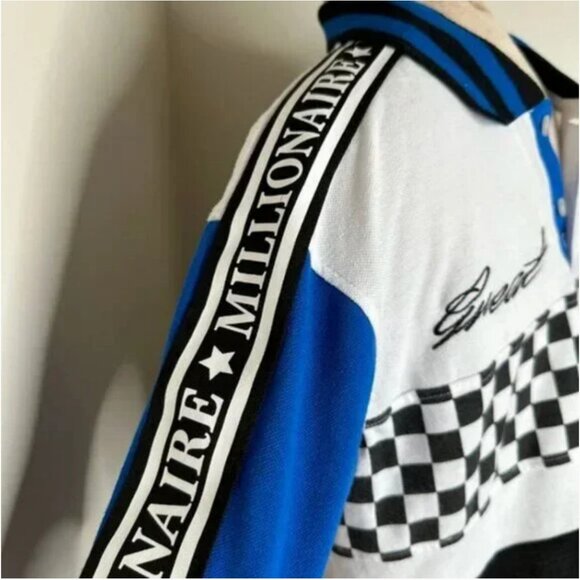 Bleecker and Mercer Men's Blue Black and White Checkered Millionaire Polo Large - Picture 5 of 8